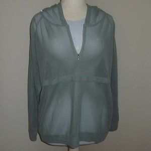 Women Soho Sport Activewear Net See Through L/S Hooded Top XL NWT.